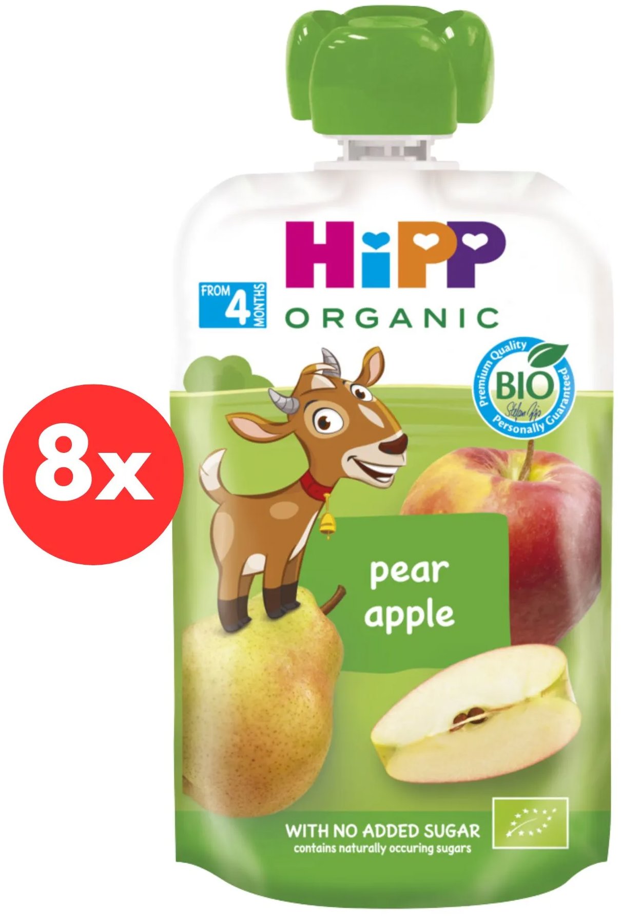 HiPP BIO Hippies kapsička Hruška-Jablko 8× 100 g