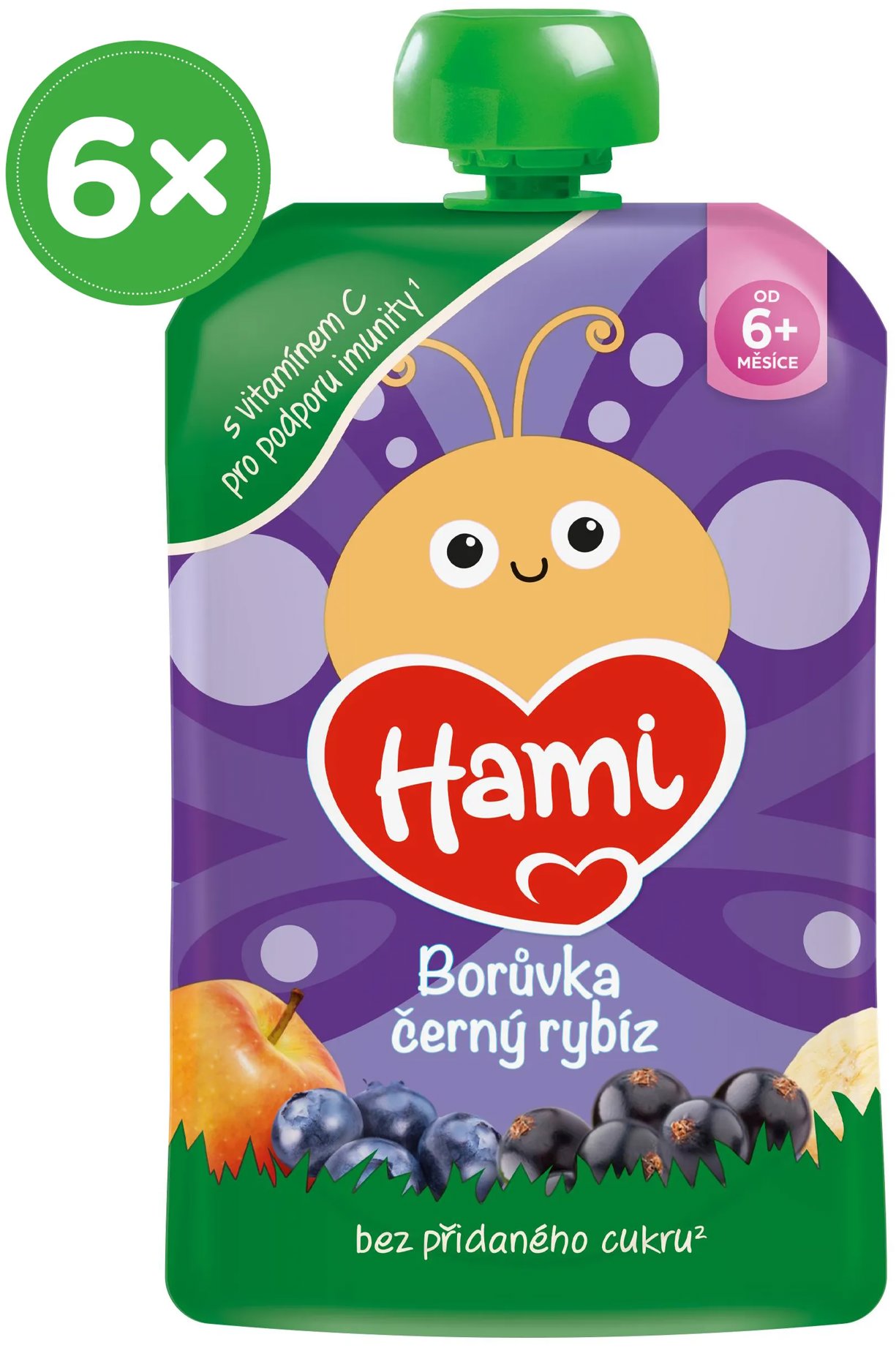 Hami Jablko banán čierne ríbezle čučoriedky 6× 100 g