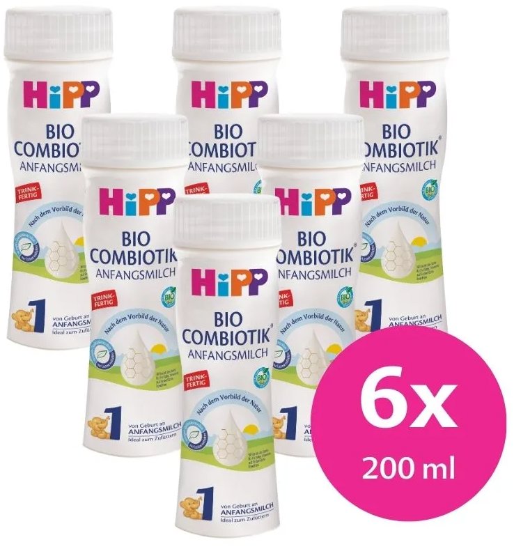 HiPP 1 BIO Combiotik počiatočná tekutá dojčenská výživa 6× 200 ml