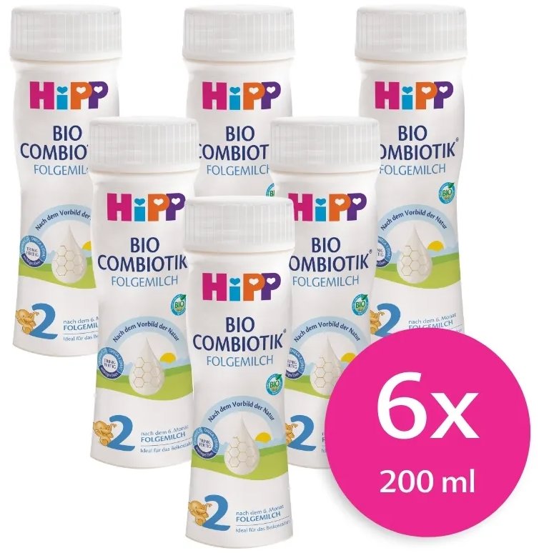HiPP 2 BIO Combiotik pokračovacia tekutá dojčenská výživa 6× 200 ml
