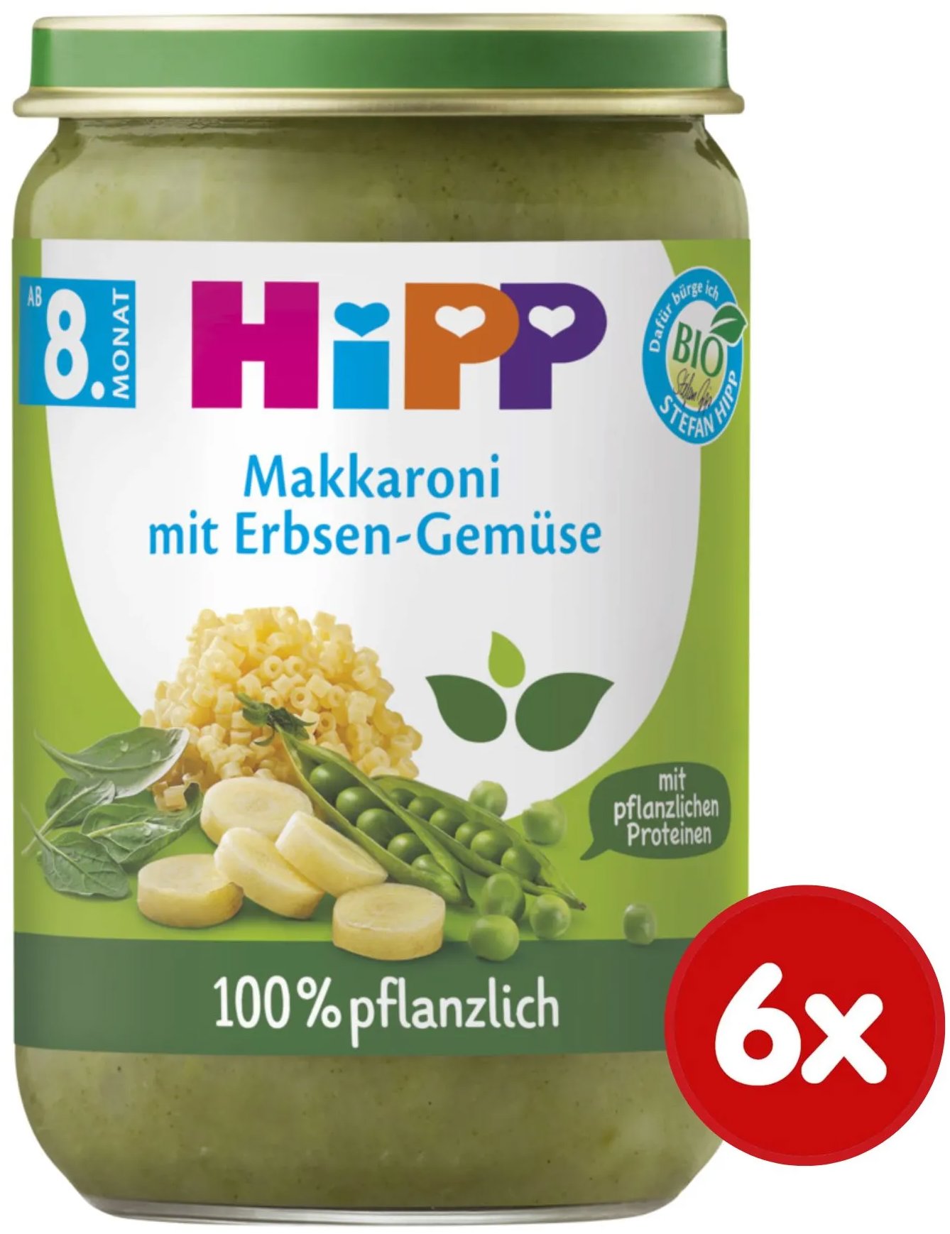 HiPP BIO Makaróny so zeleninou, hráškom a hráškovým proteínom, 6× 220 g