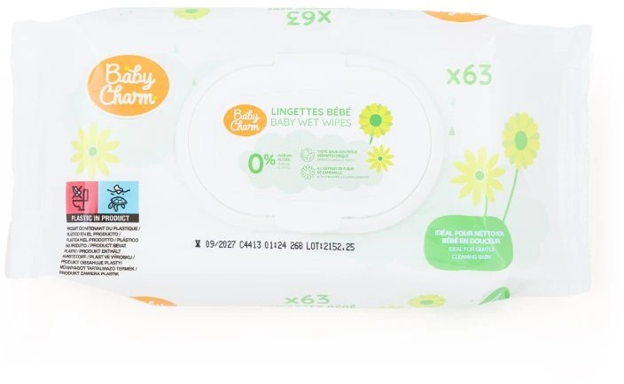 BABY CHARM Vlhčené obrúsky 63 ks