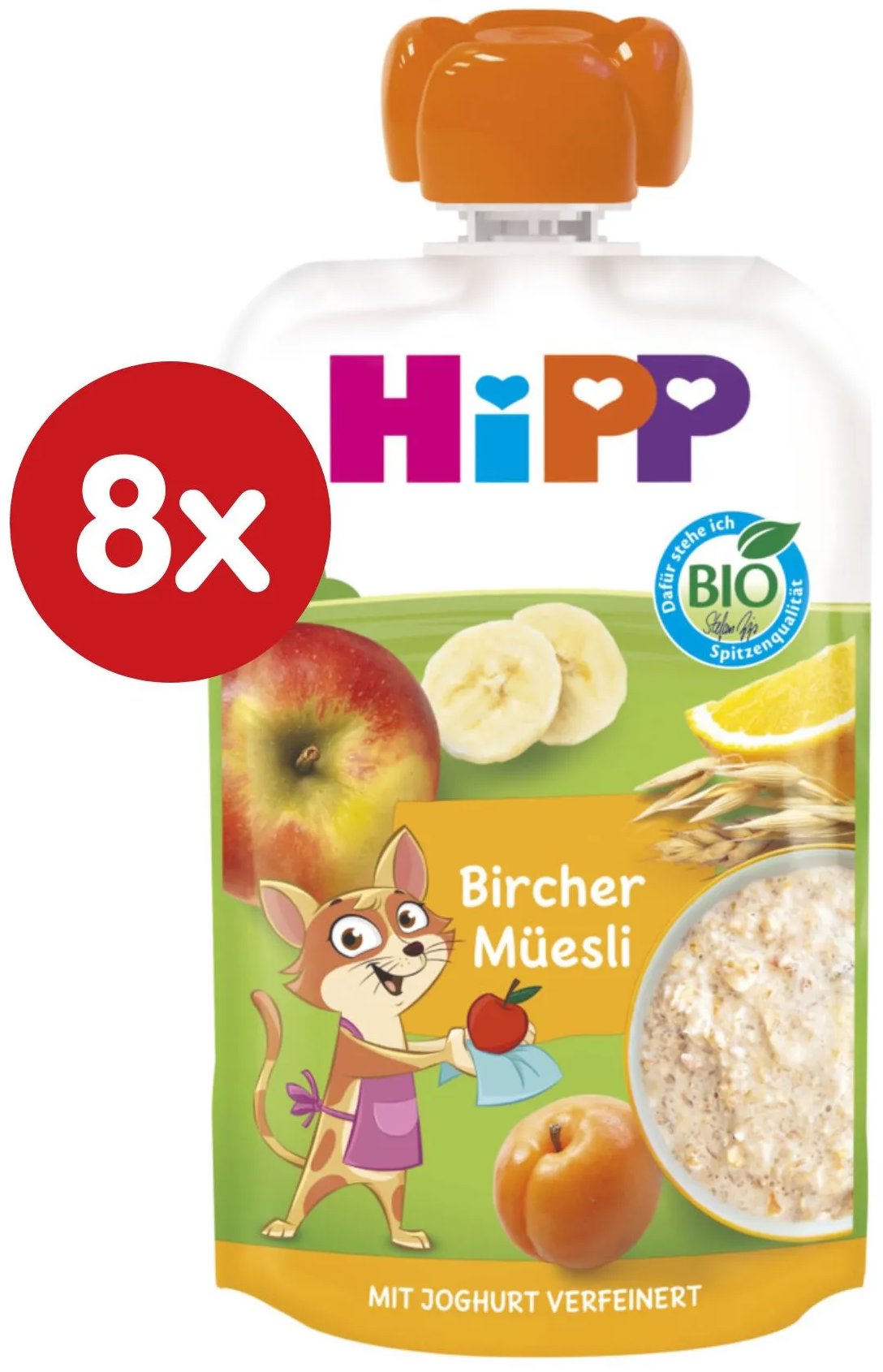 HiPP BIO müsli ovocie a jogurt, 8× 100 g