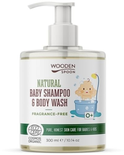 WOODEN SPOON Sprchový šampón a gél na vlasy 2 v 1 bez parfumácie 300 ml