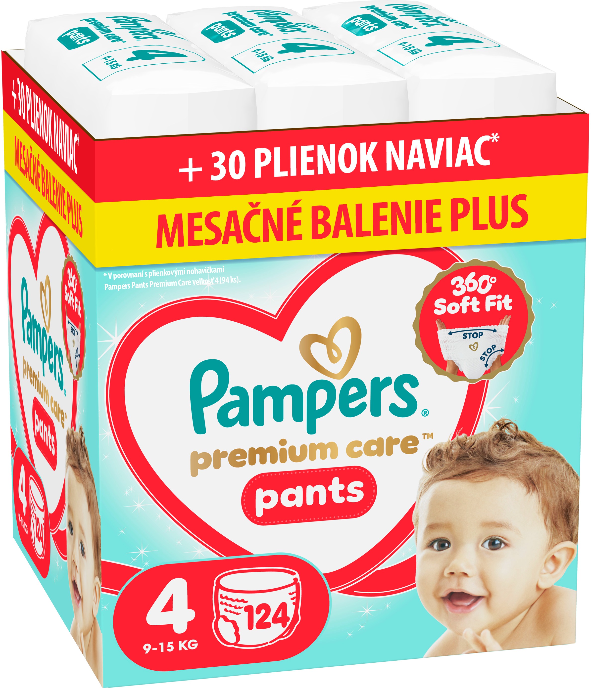 PAMPERS Premium Care Pants veľ. 4 (124 ks)