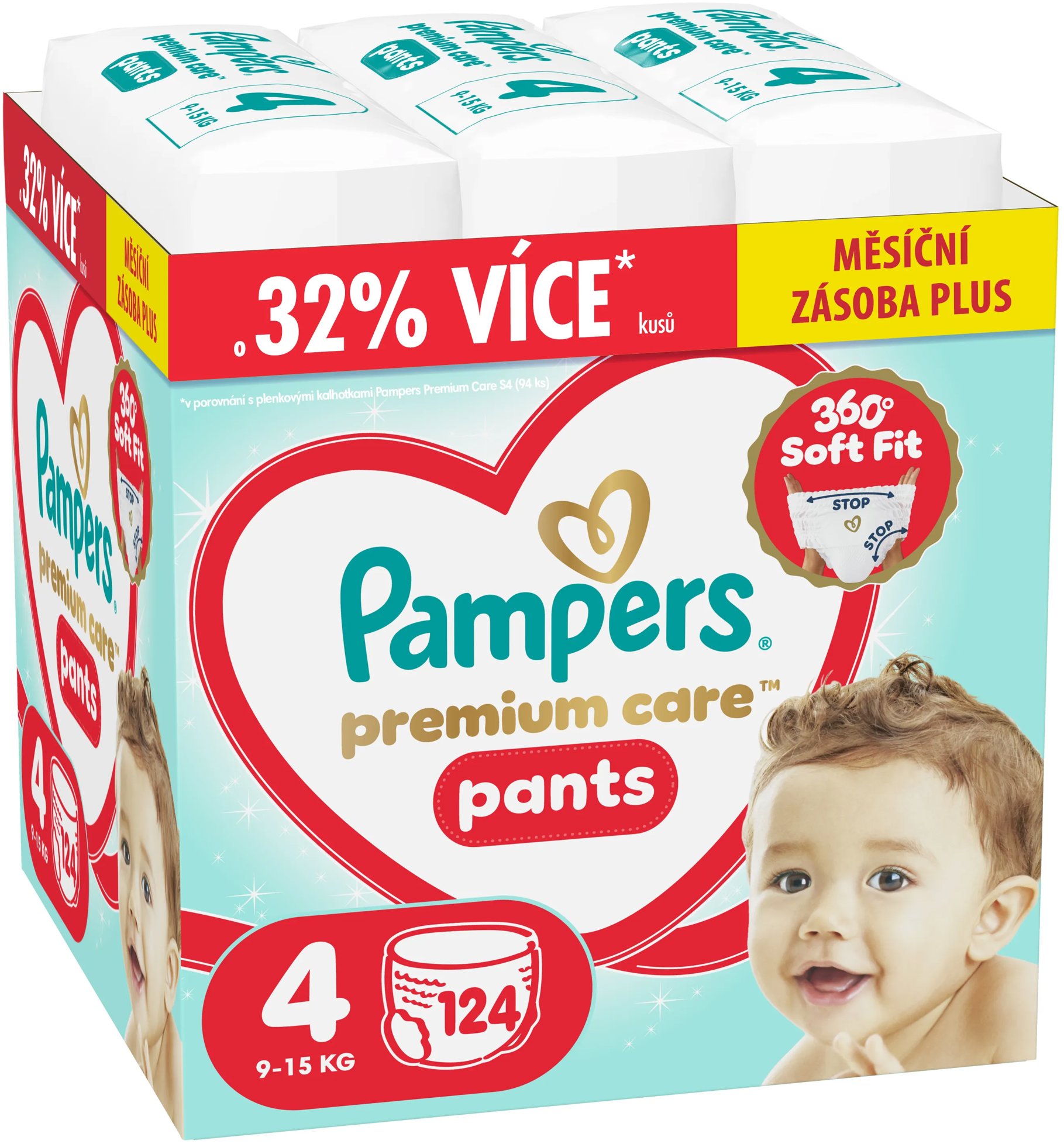 PAMPERS Premium Care Pants veľ. 4 (124 ks)