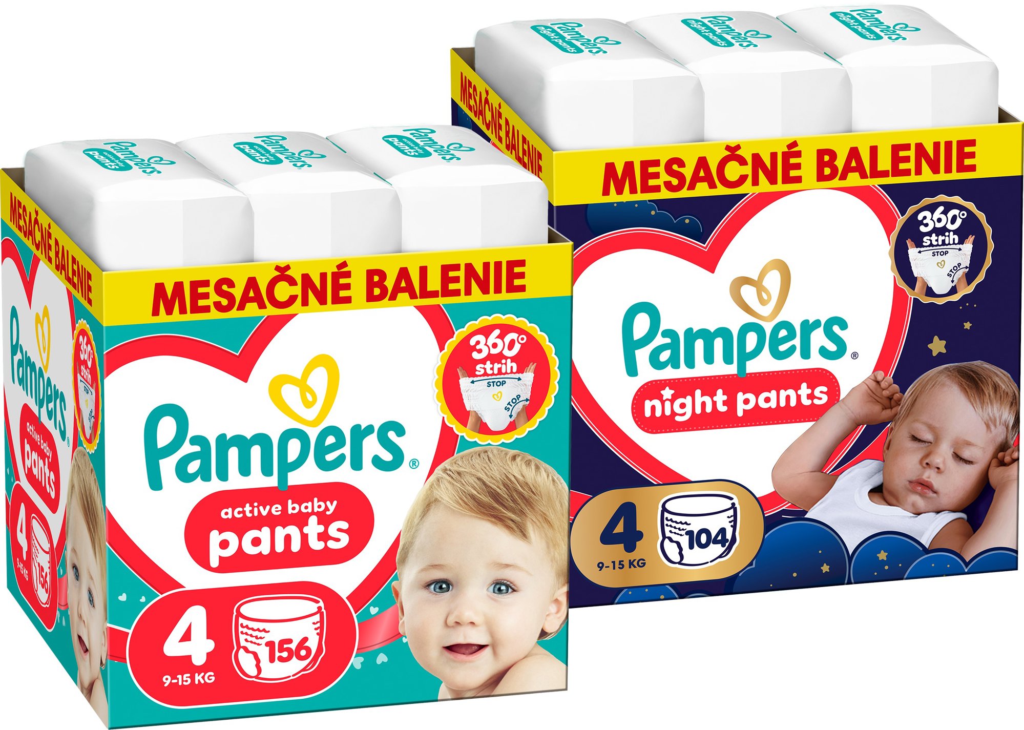 PAMPERS Pants Night veľ. 4 (104 ks) + PAMPERS Pants veľ. 4 (156 ks)