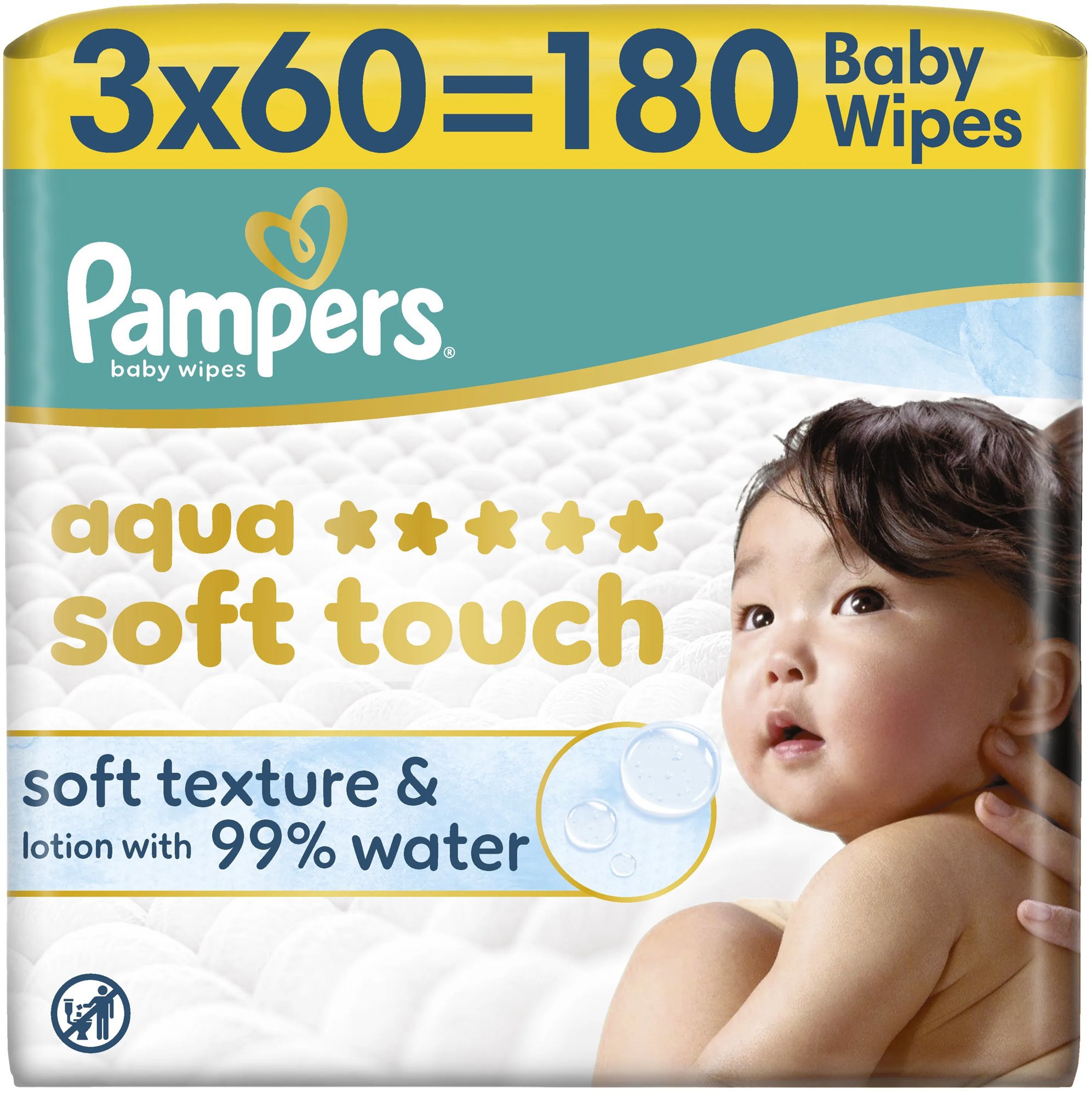 PAMPERS Aqua Soft Touch 180 ks (3×60 ks)