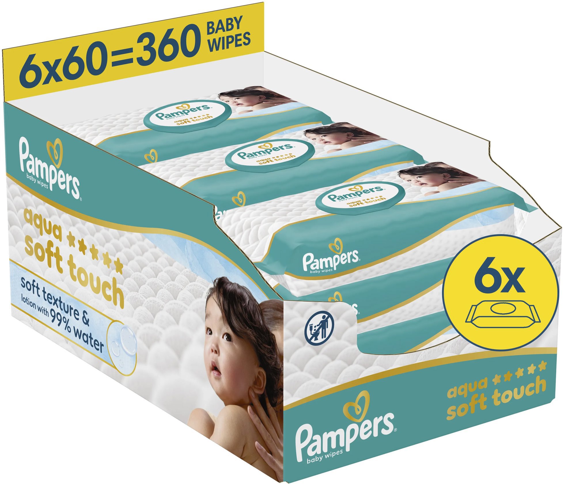 PAMPERS Aqua Soft Touch 360 ks (6×60 ks)