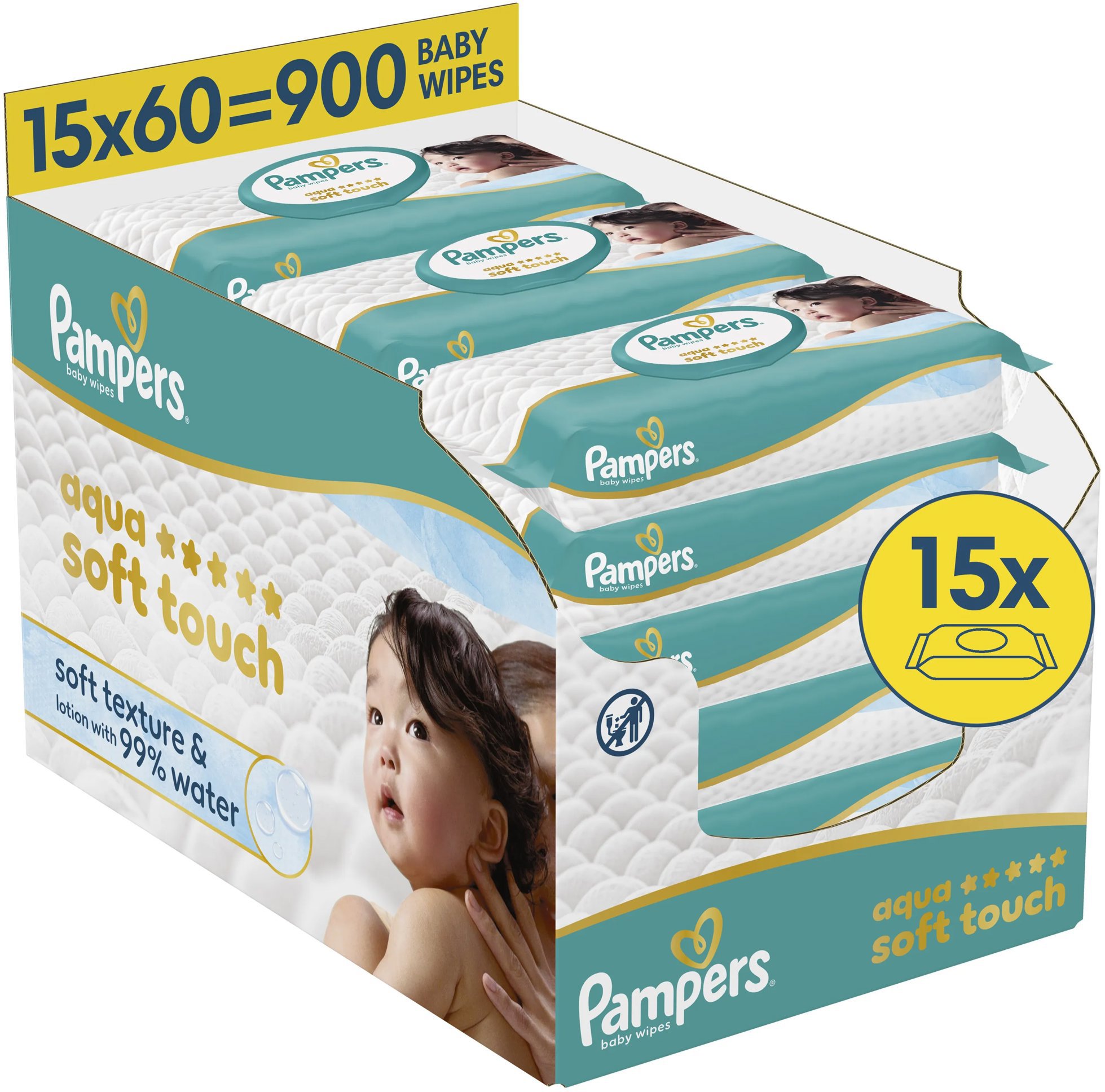 PAMPERS Aqua Soft Touch 900 ks (15×60 ks)