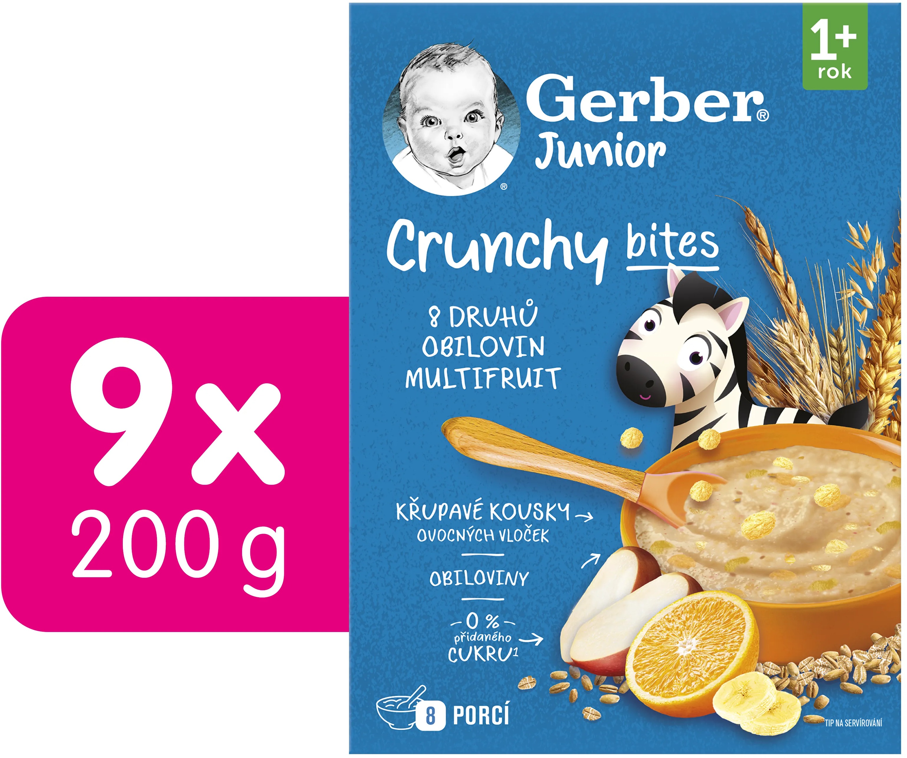 GERBER Junior nemliečna kaša ovocná s chrumkavými kúskami 9× 200 g