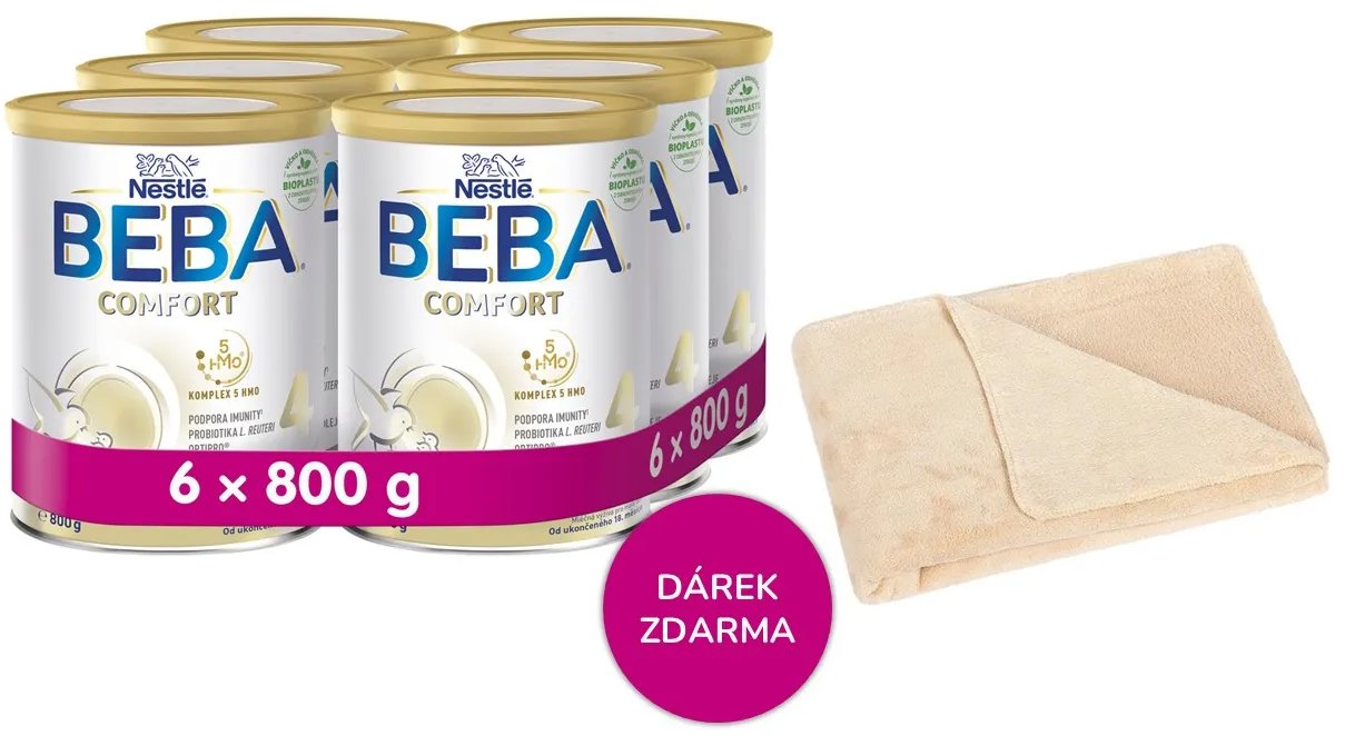 BEBA COMFORT 4 5HMO 6× 800 g + Deka Bellatex béžová