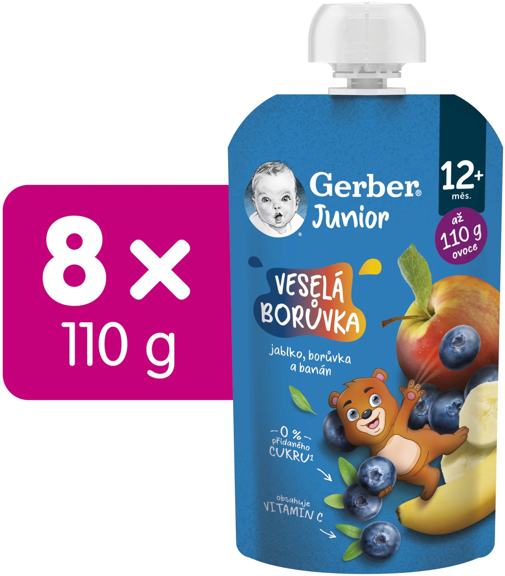 GERBER Junior kapsička Veselá čučoriedka 8× 110 g