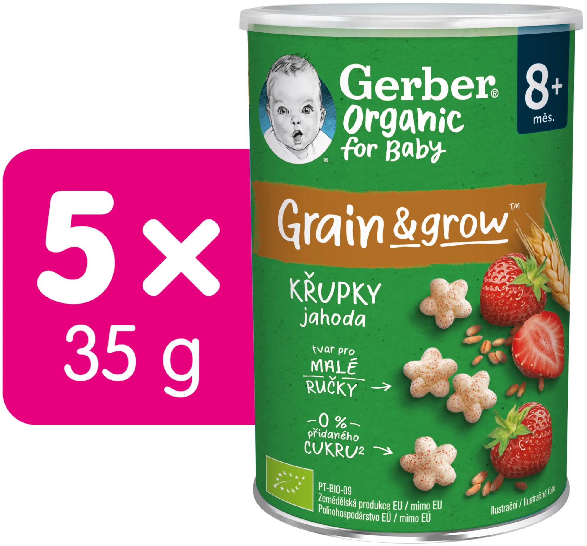 GERBER Organic chrumky jahodové 5× 35 g