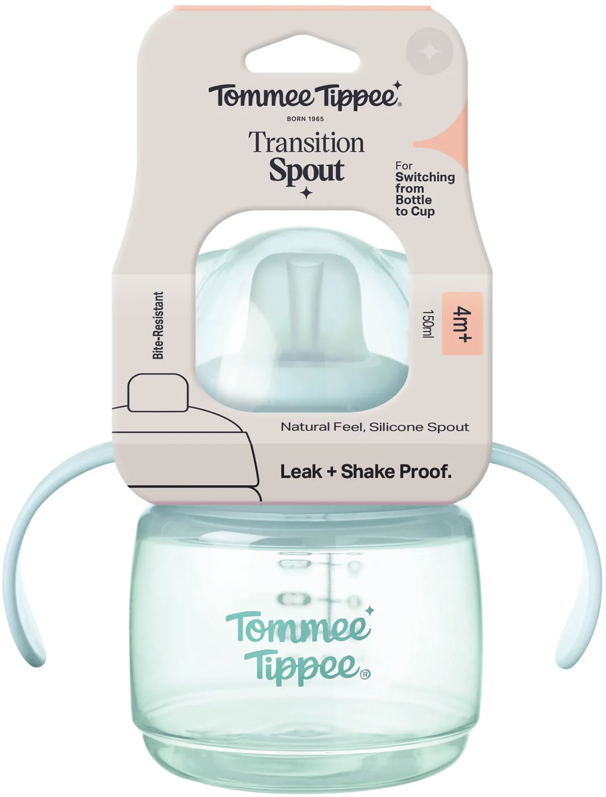 Tommee Tippee Transition netečúci hrnček s hubičkou, 150 ml, 4m +, modrý