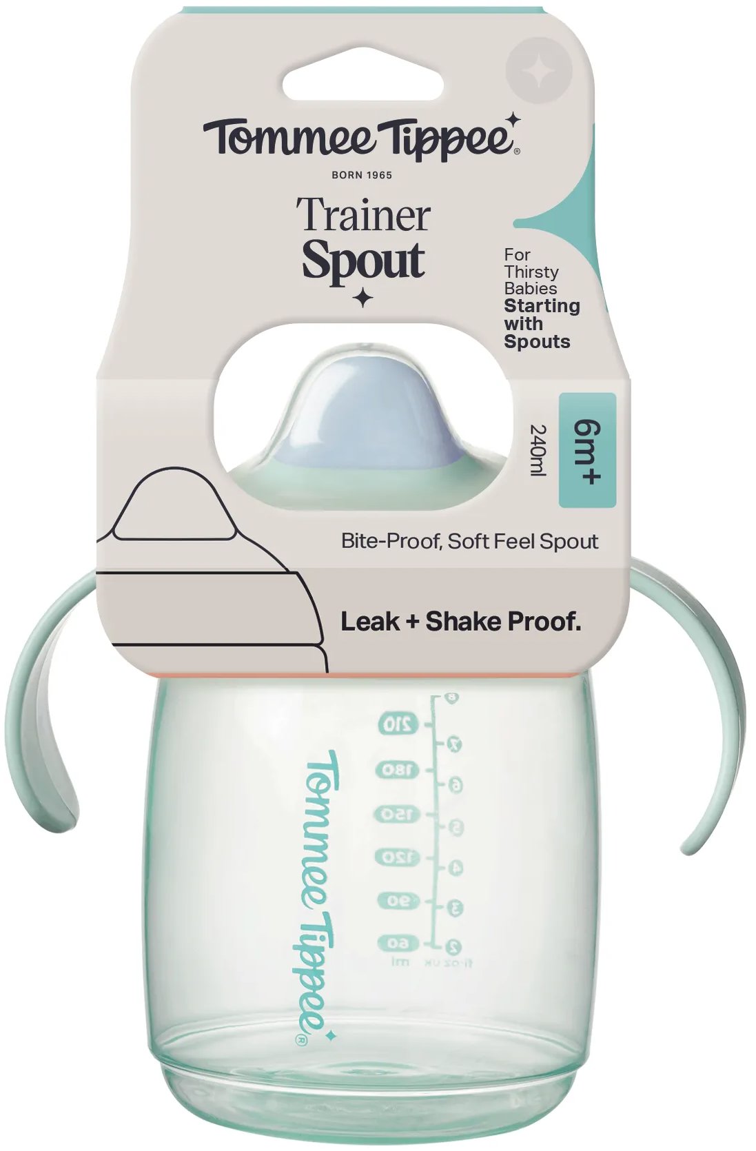 Tommee Tippee tréningový hrnček so cumlíkom, 240 ml, 6m+, zelený