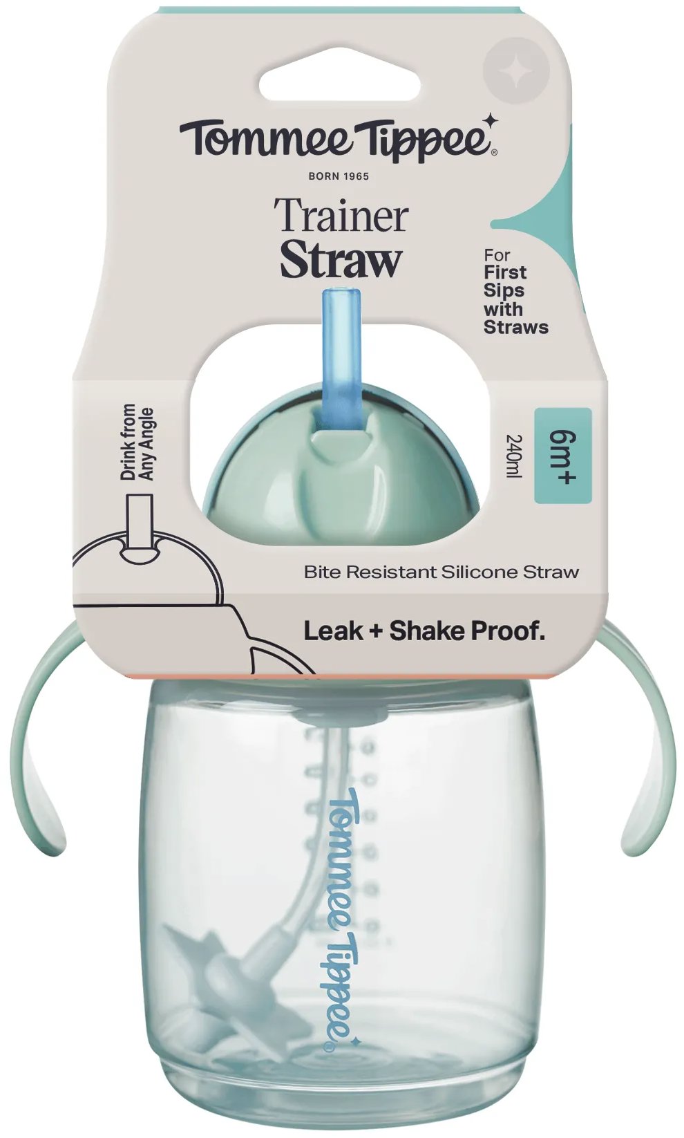 Tommee Tippee tréningový netečúci hrnček so slamkou a závažím, 240 ml, 6m+, zelený