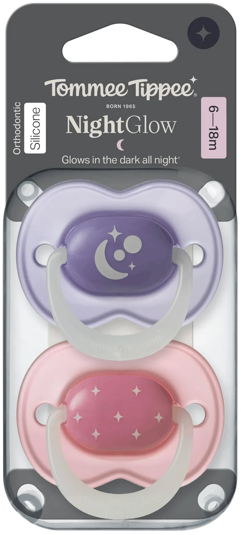 Tommee Tippee Night silikónový cumlík, 6 – 18m, 2 ks