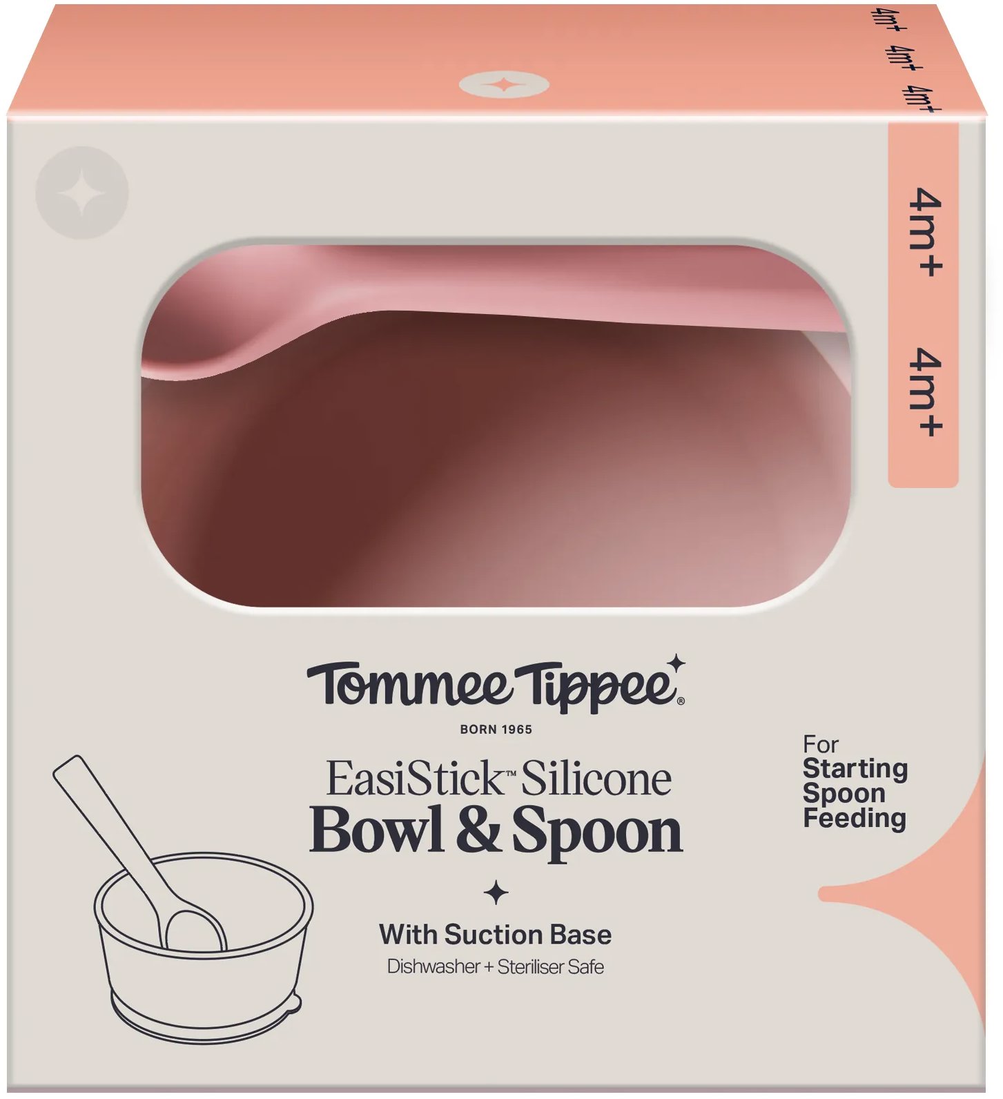 Tommee Tippee silikónová mištička s prísavkou a lyžičkou, ružová
