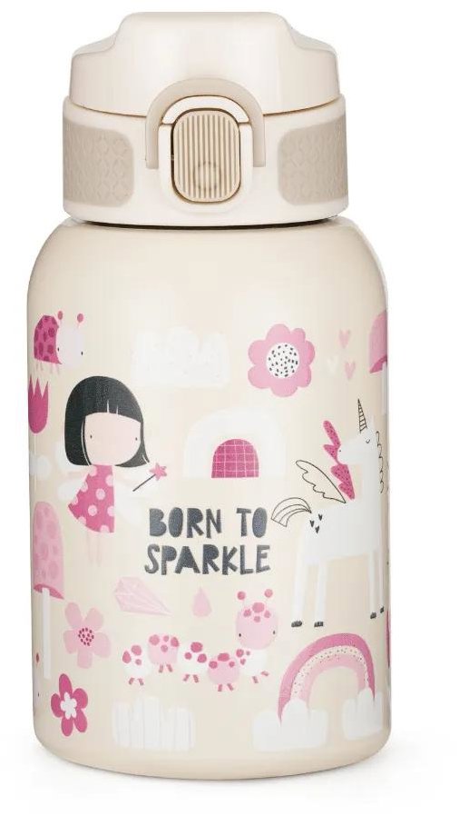 PETITE & MARS fľaša antikorová termo so slamkou Twinkling Fairy 18 mes.+, 350 ml