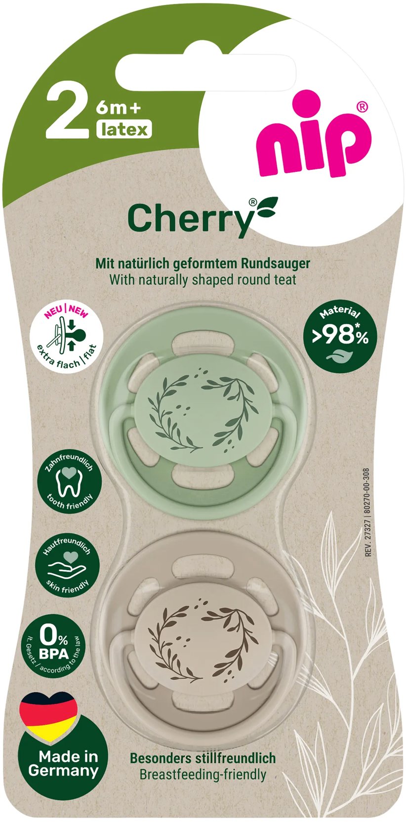 NIP Cherry Nature Green/Brown, 6 m+, 2 ks