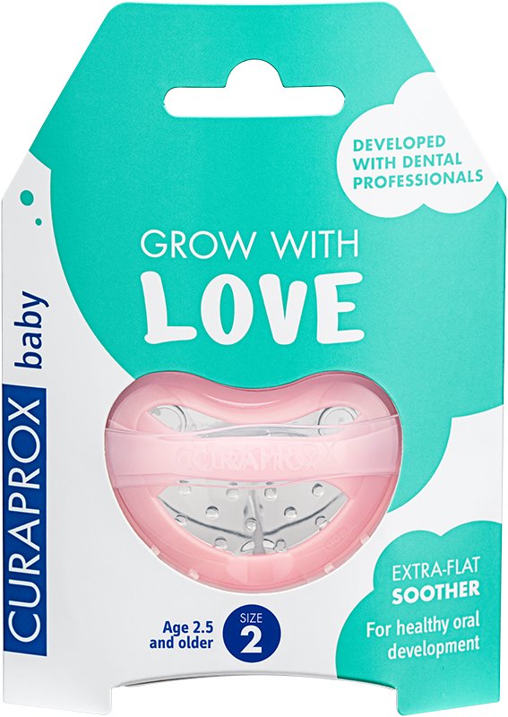 CURAPROX Baby, ortodontický cumlík od 2,5 roka, veľkosť 2, ružový