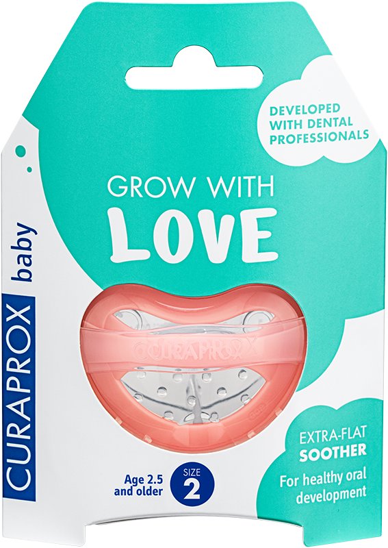 CURAPROX Baby, ortodontický cumlík od 2,5 roka, veľ. 2, koralový