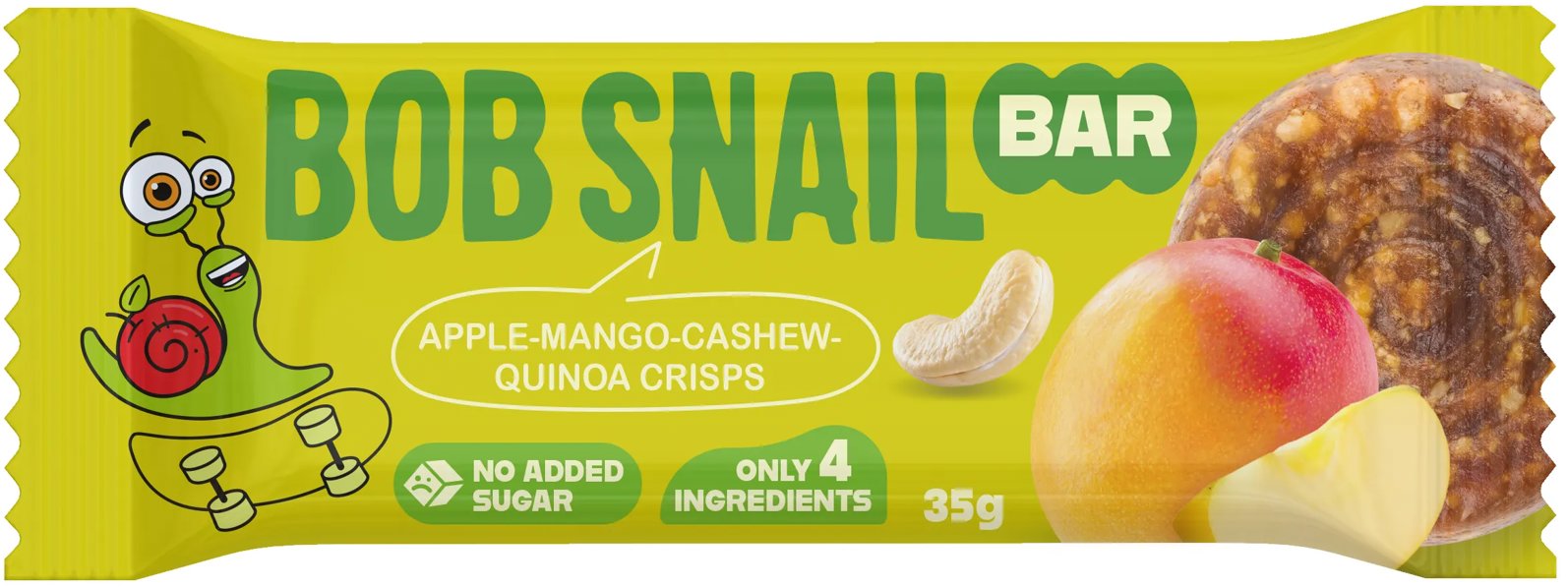 ŠNEK BOB ovocná tyčinka jablko–mango s kešu a quinoou 4× 35 g