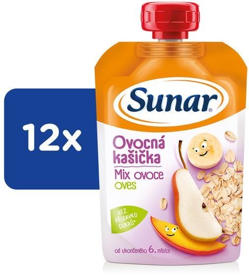 Sunar kašička ovocná kapsička mix ovocie, ovsené vločky 6m+, 12× 120 g