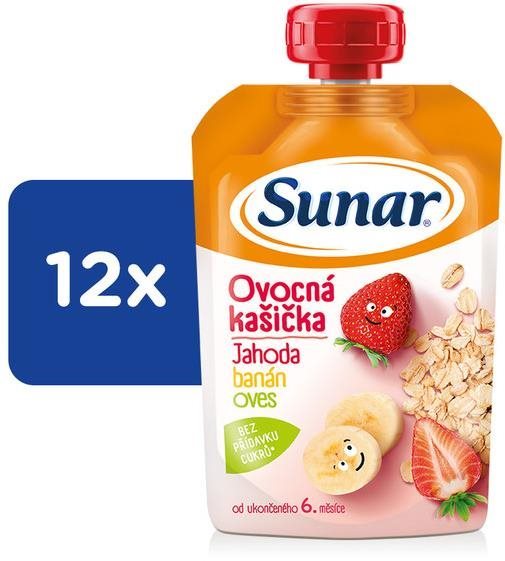 Sunar kapsička ovocná kašička jahoda banán ovos 12× 120 g