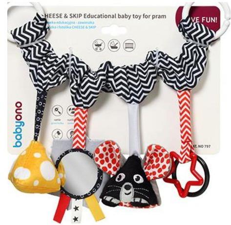 BabyOno závesná vzdelávacia hračka do kočíka Cheese & Skip