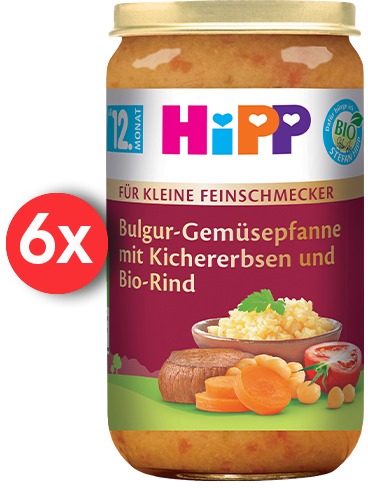HiPP BIO Malý Gurmán Bulgur so zeleninou a cícerom a hovädzím mäsom 6× 250 g