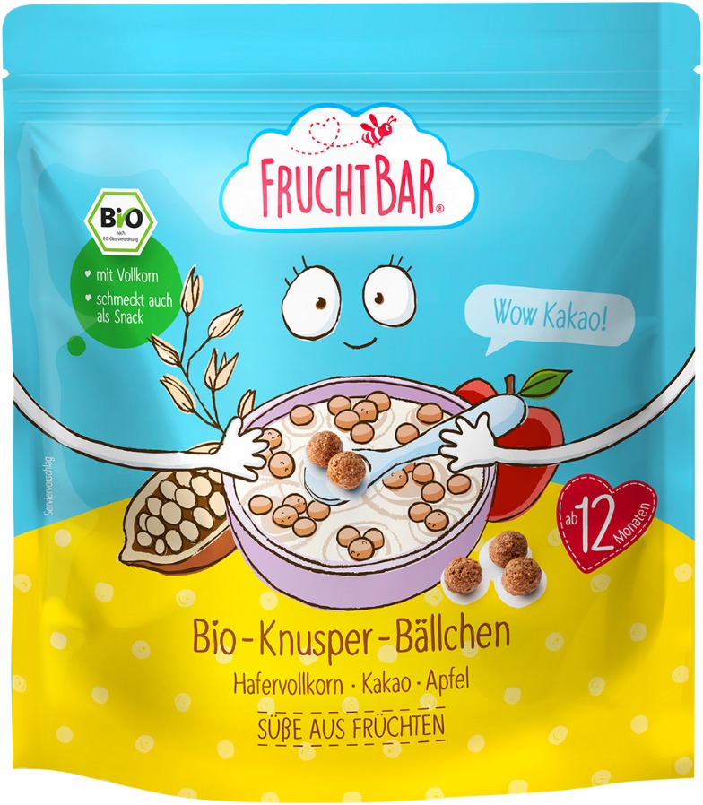 FruchtBar BIO cereálie kakaové guľôčky s hroznom, jablkom a ovsom 125 g
