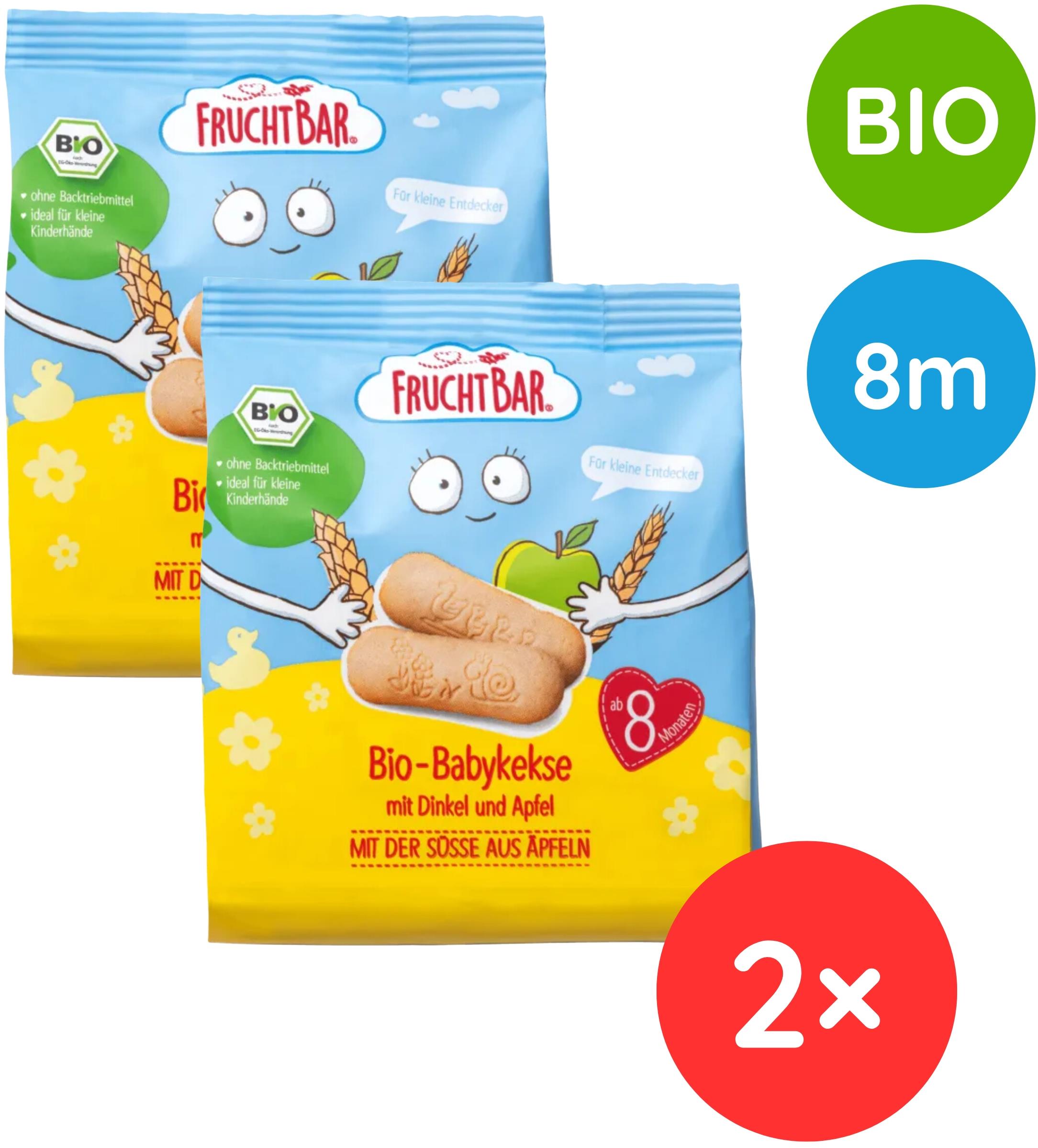 FruchtBar BIO špaldové sušienky s jablkami 2× 100 g