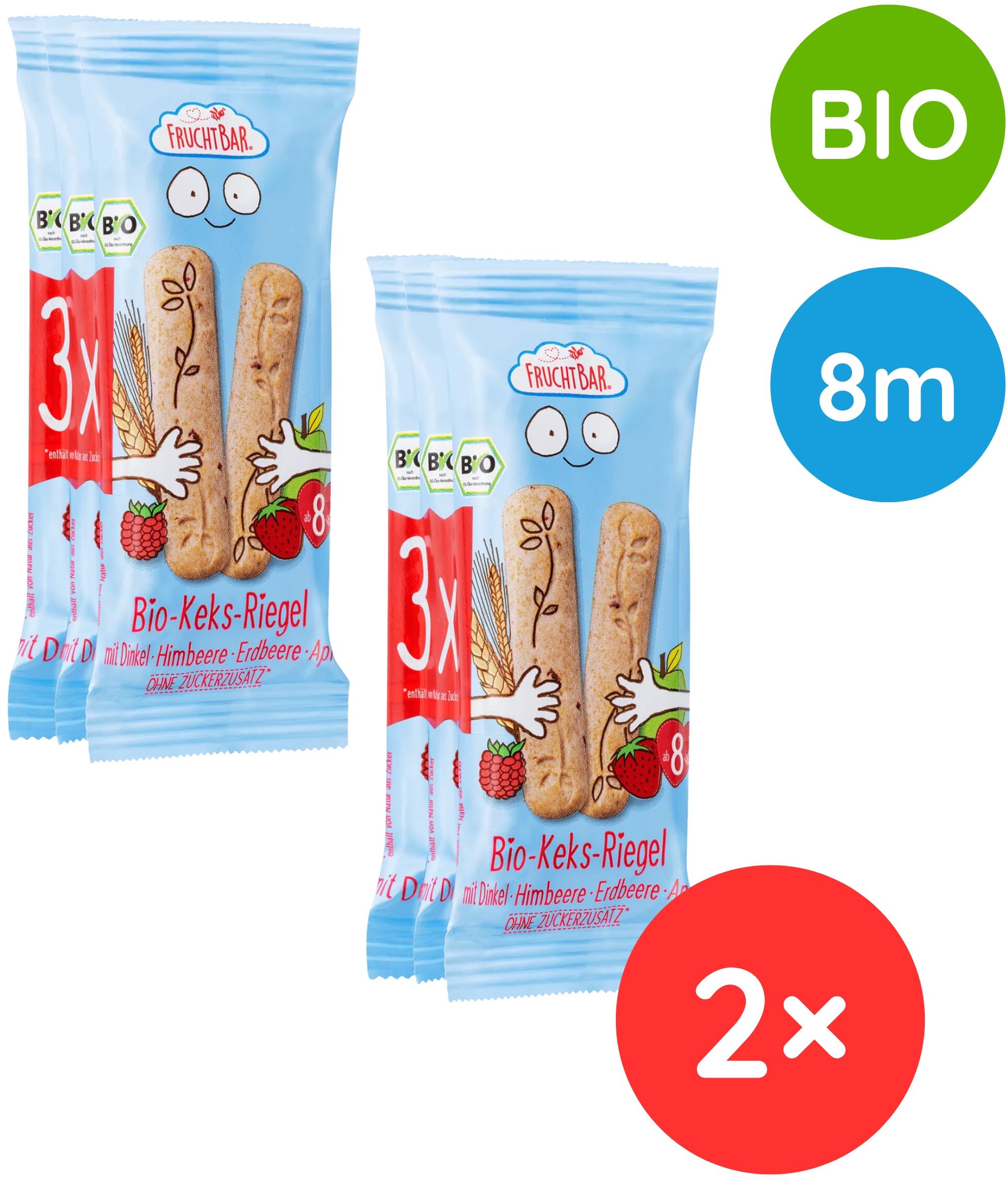 FruchtBar BIO špaldové maslové tyčinky s jahodami 6× 30 g