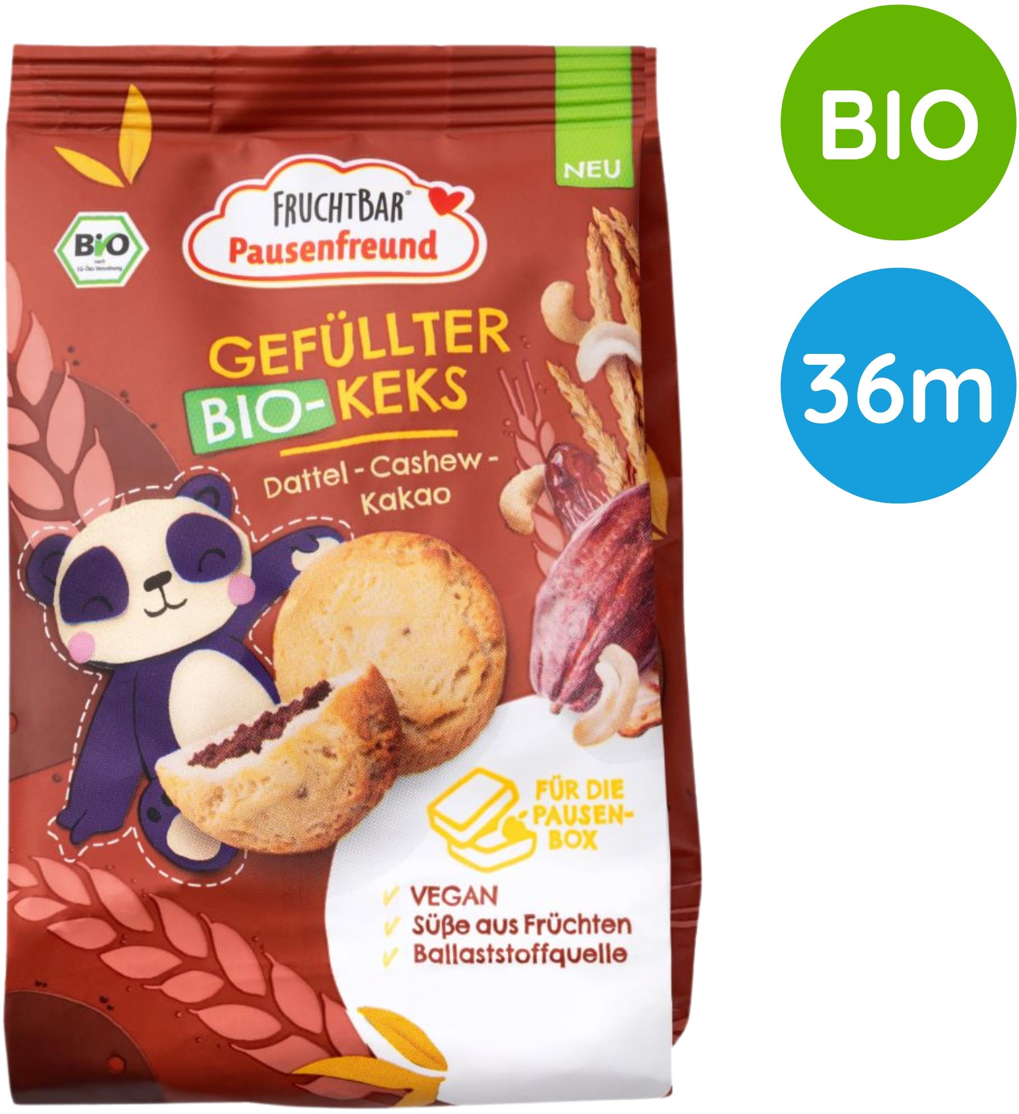 FruchtBar BIO plnené sušienky kešu, datle, kakao 120 g
