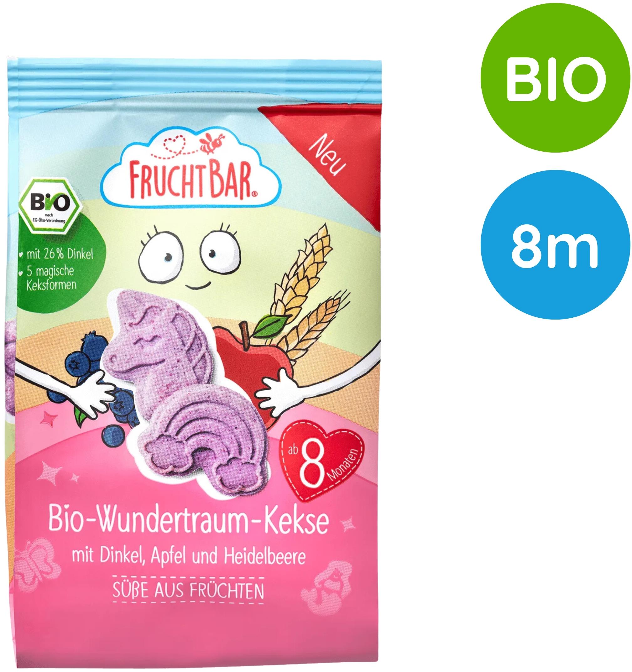 FruchtBar BIO špaldové maslové sušienky s ovocím jednorožec 100 g