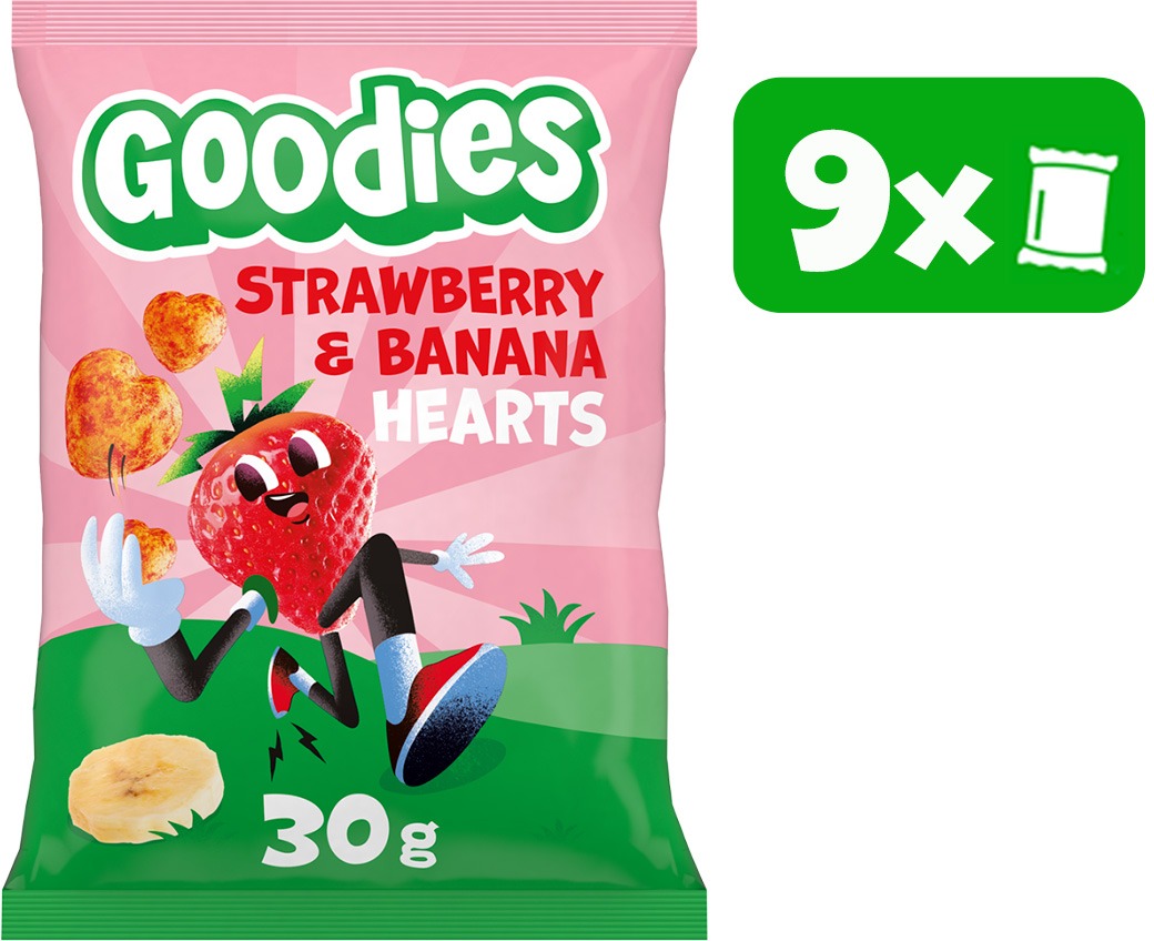 Goodies chrumky srdiečka banán a jahoda 9× 30 g