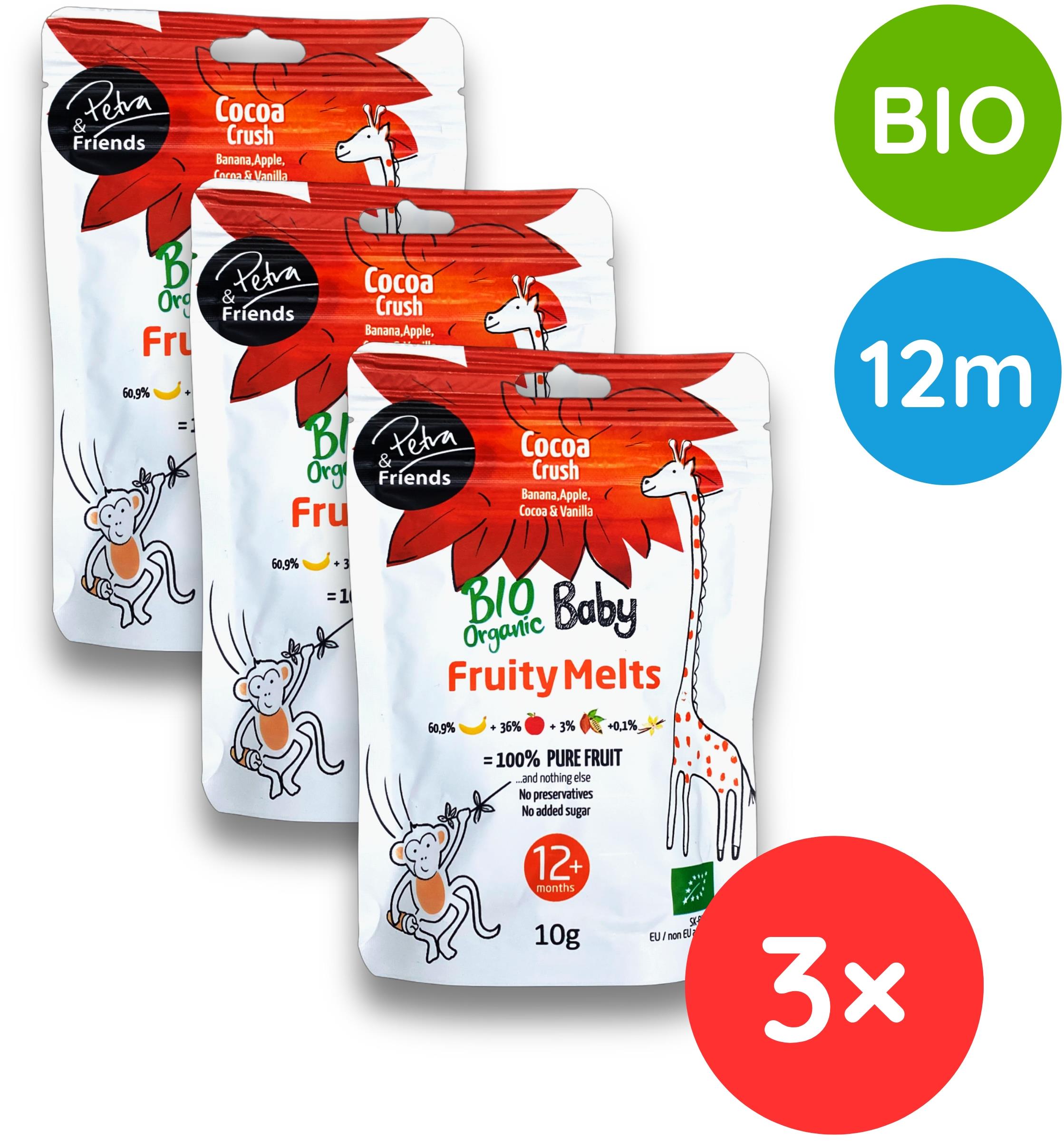 Petra & Friends BIO Ovocné kúsky banán, jablko, kakao a vanilka 3× 10 g