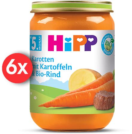 HiPP BIO Mrkva, zemiaky a hovädzie mäso 6× 190 g