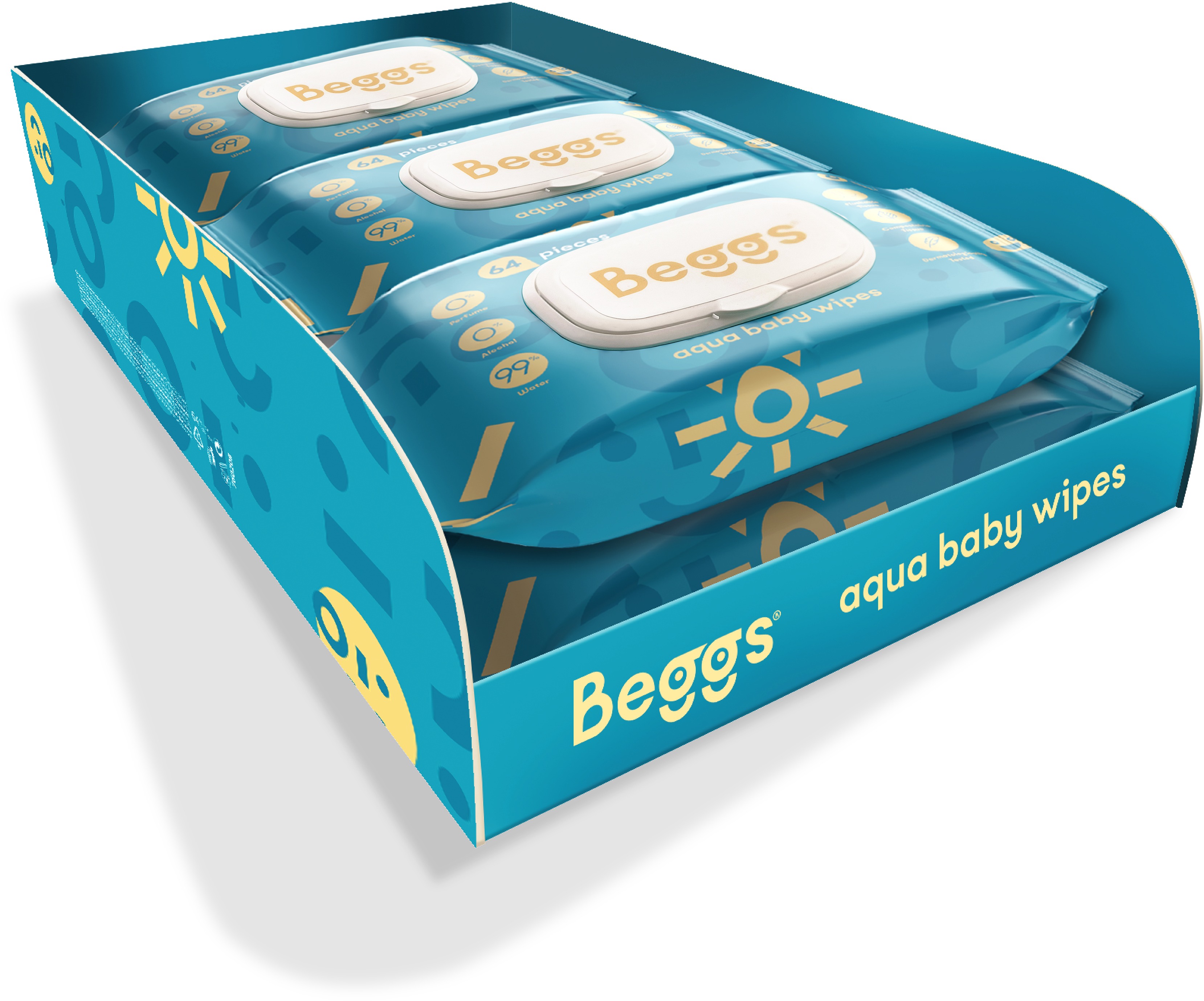 Beggs Vlhčené splachovateľné obrúsky 6× 64 ks