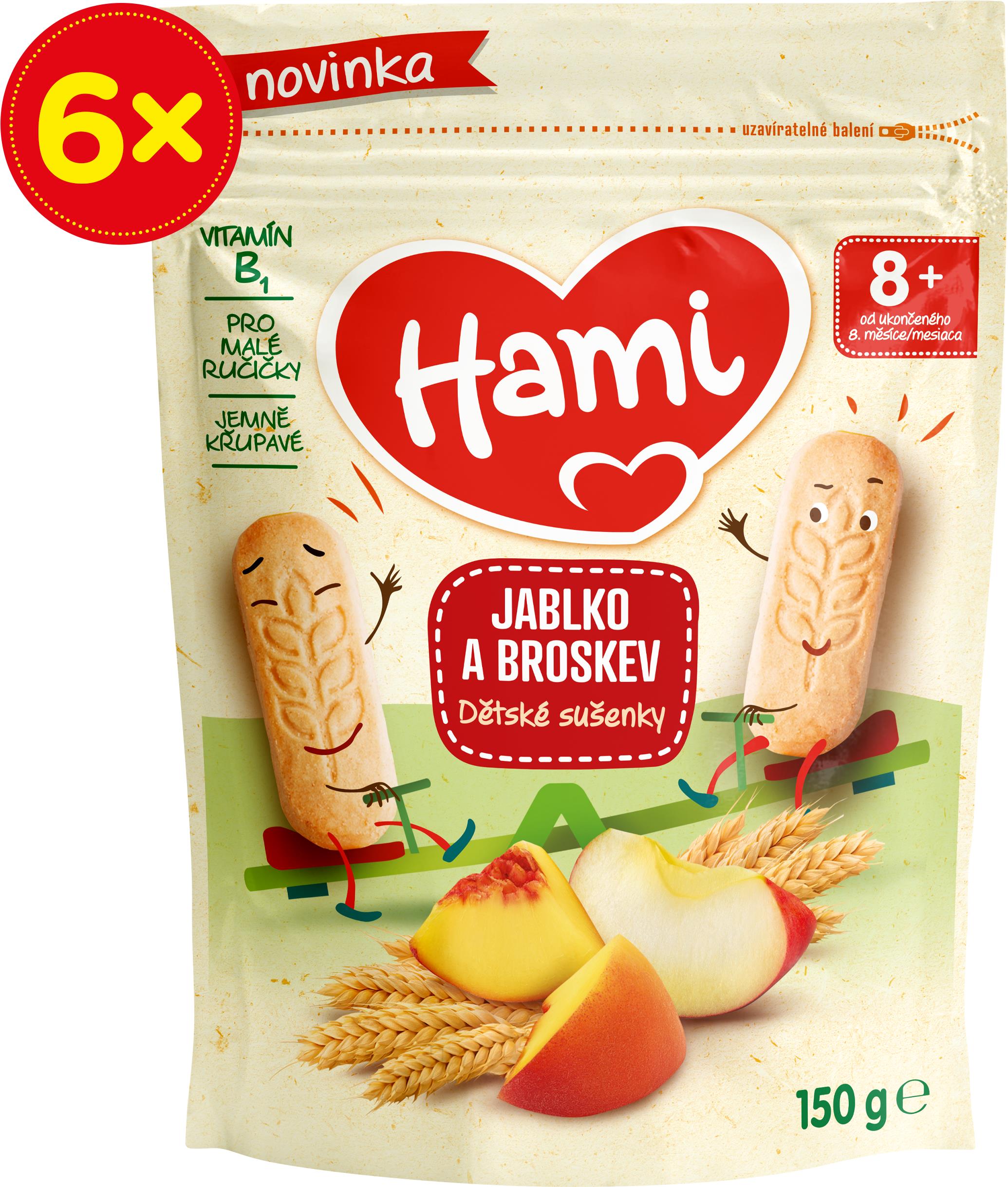 Hami detské sušienky jablko a broskyňa 6× 150 g