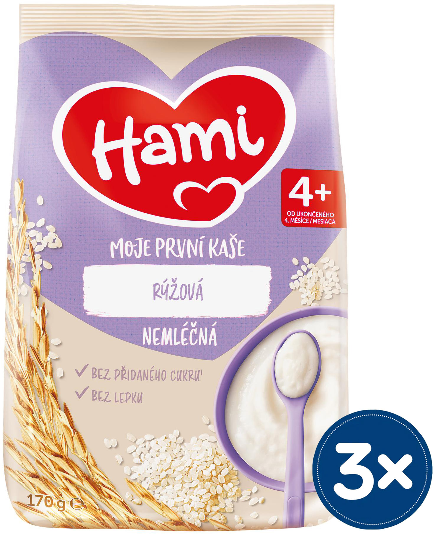 Hami – Moja prvá kaša nemliečna ryžová 4+, 3× 170 g