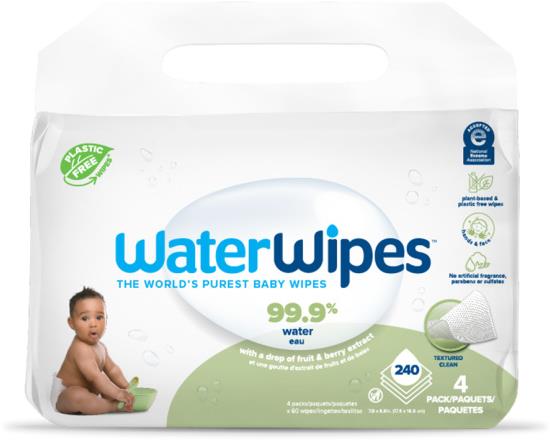 WATERWIPES Soapberry bez obsahu plastov 240 ks (4× 60 ks)