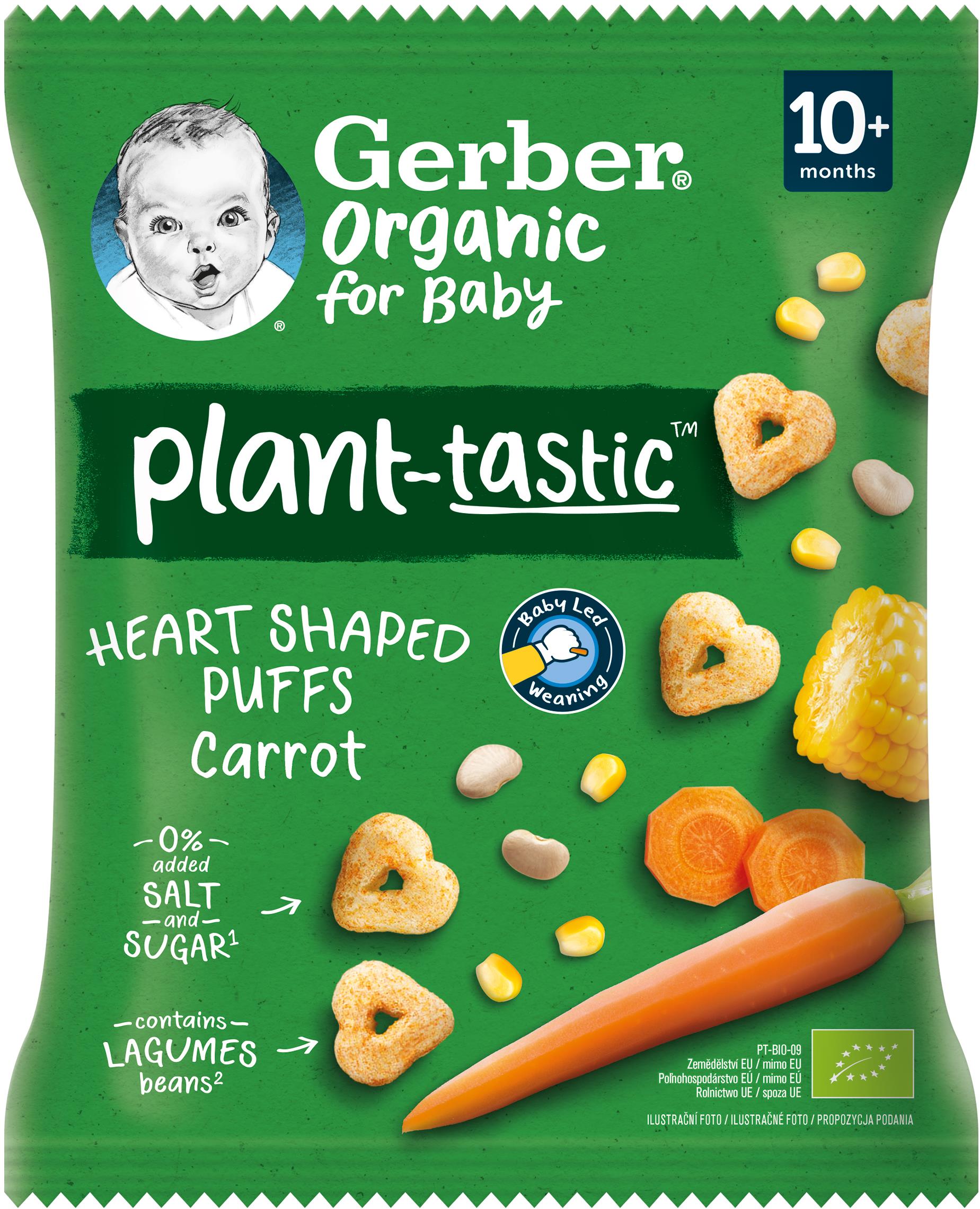 GERBER Organic chrumkavé srdiečka s mrkvou 28 g