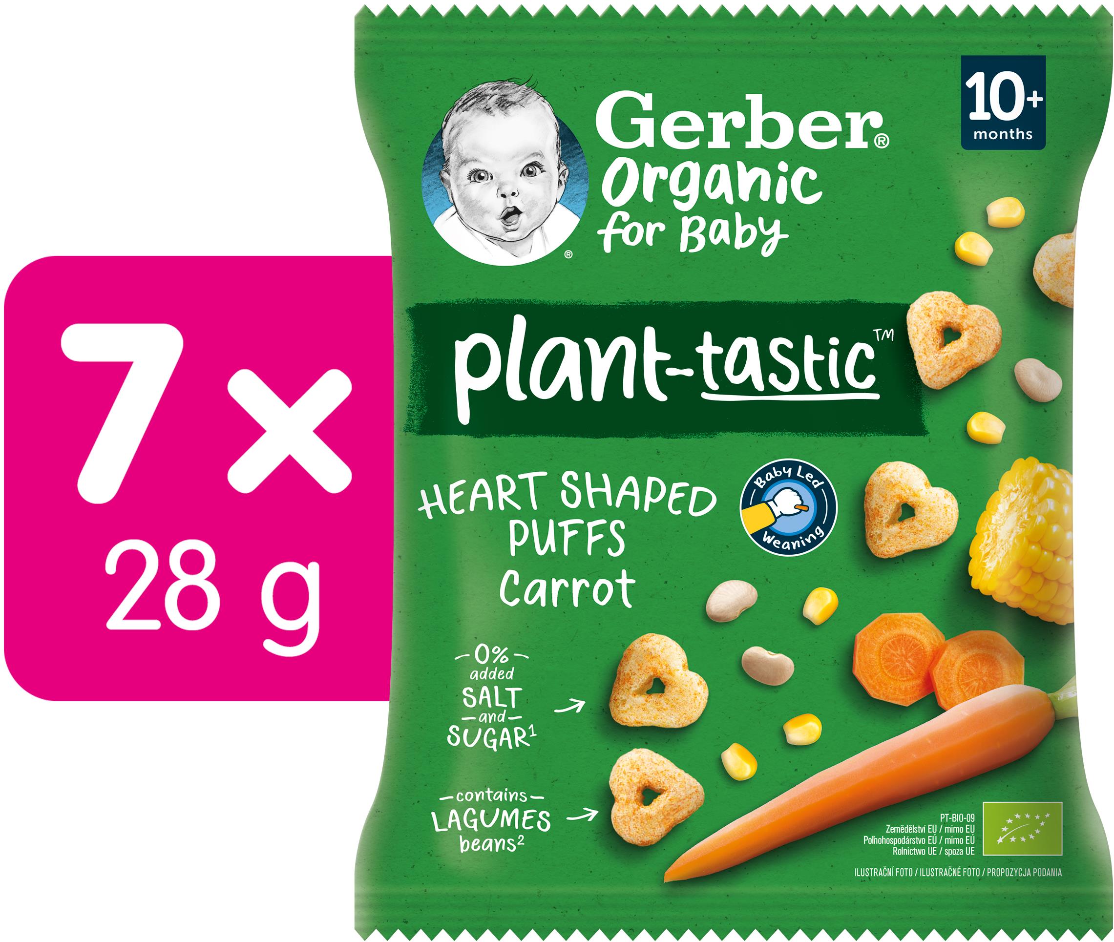 GERBER Organic chrumkavé srdiečka s mrkvou 7× 28 g