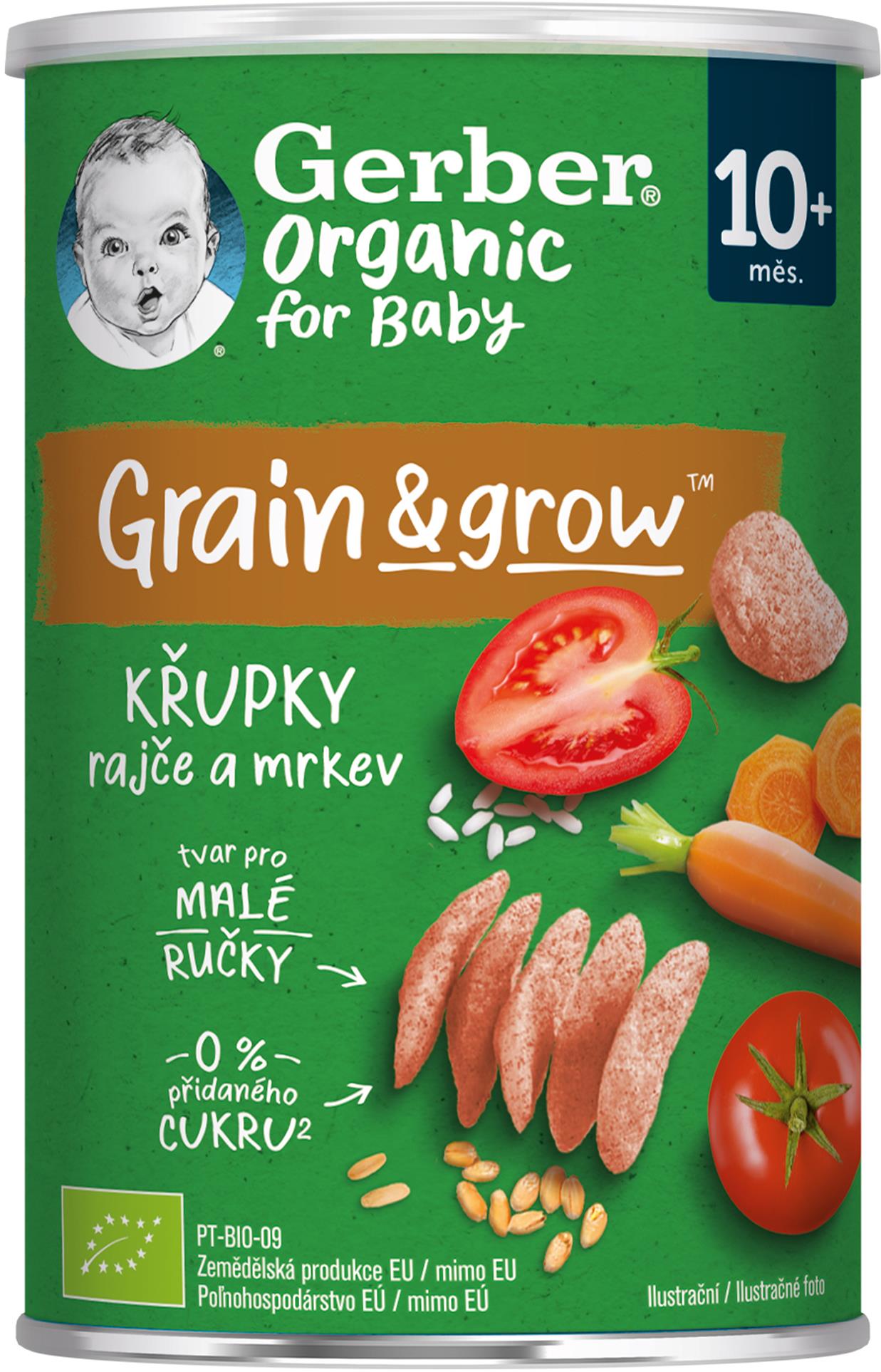 GERBER Organic chrumky s paradajkami a mrkvou 35 g