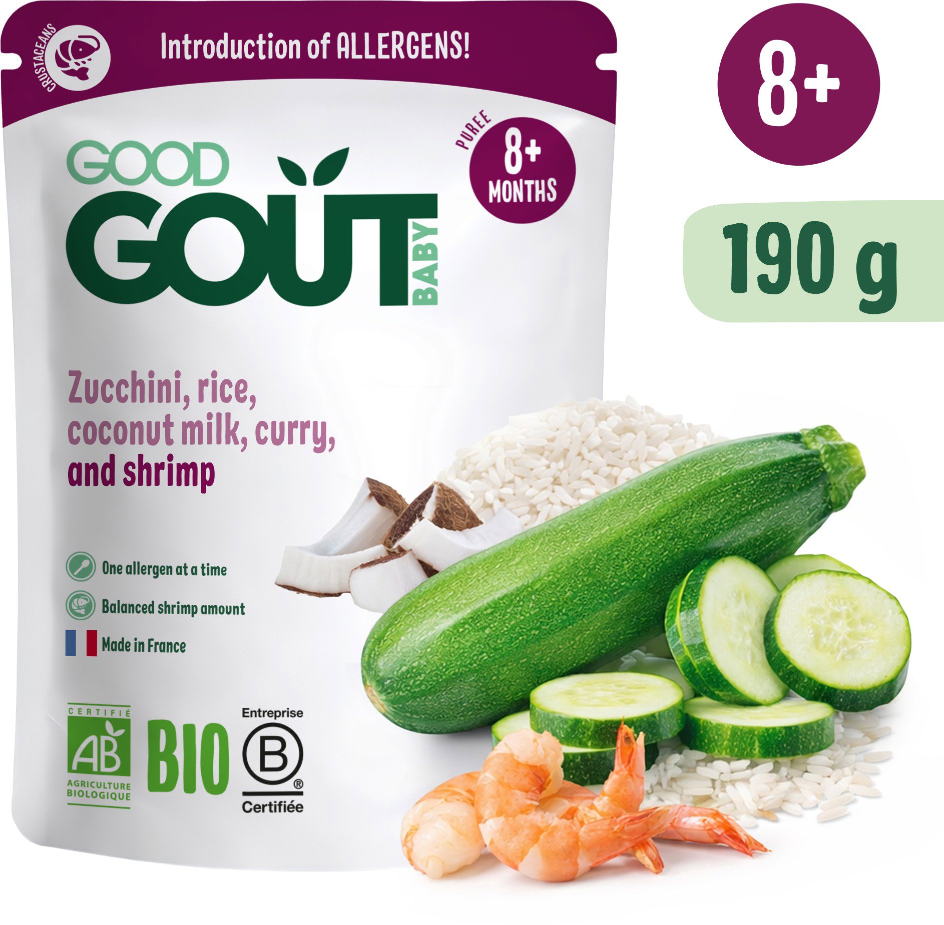 Good Gout BIO Krevety s ryžou, cuketou a kokosovým mliekom 190 g