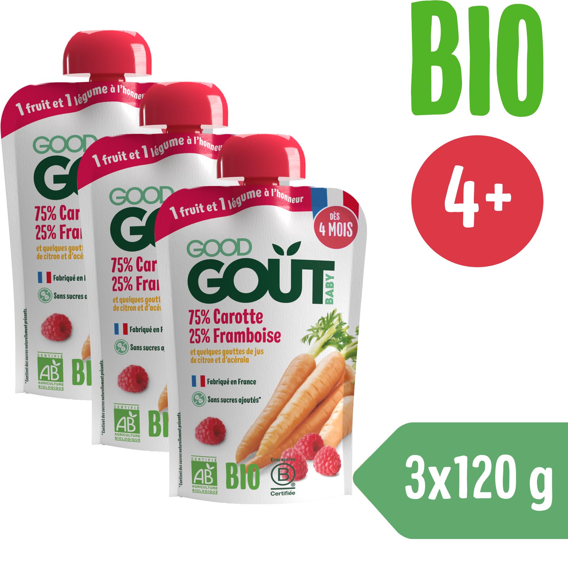 Good Gout BIO Mrkva s malinami 3× 120 g
