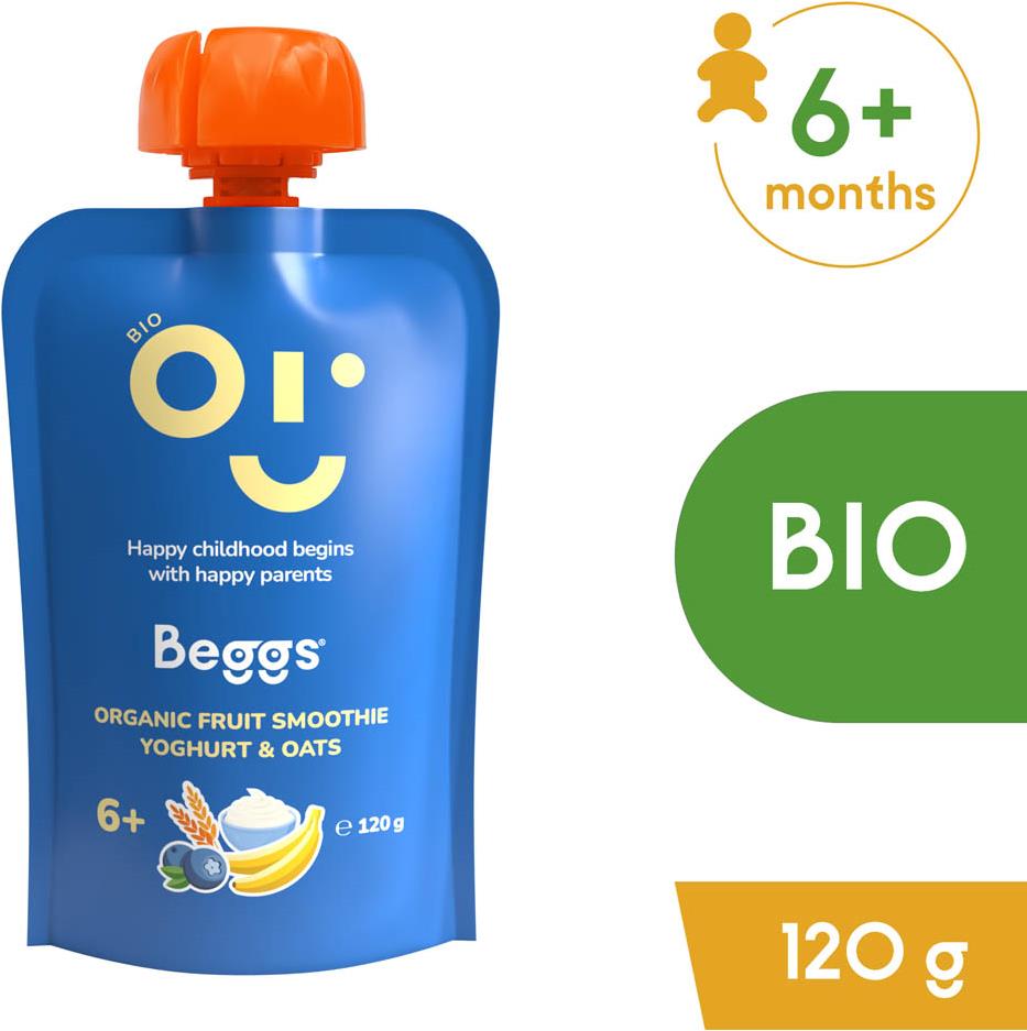 Beggs BIO Smoothie s ovocím, jogurtom a ovsenými vločkami 120 g